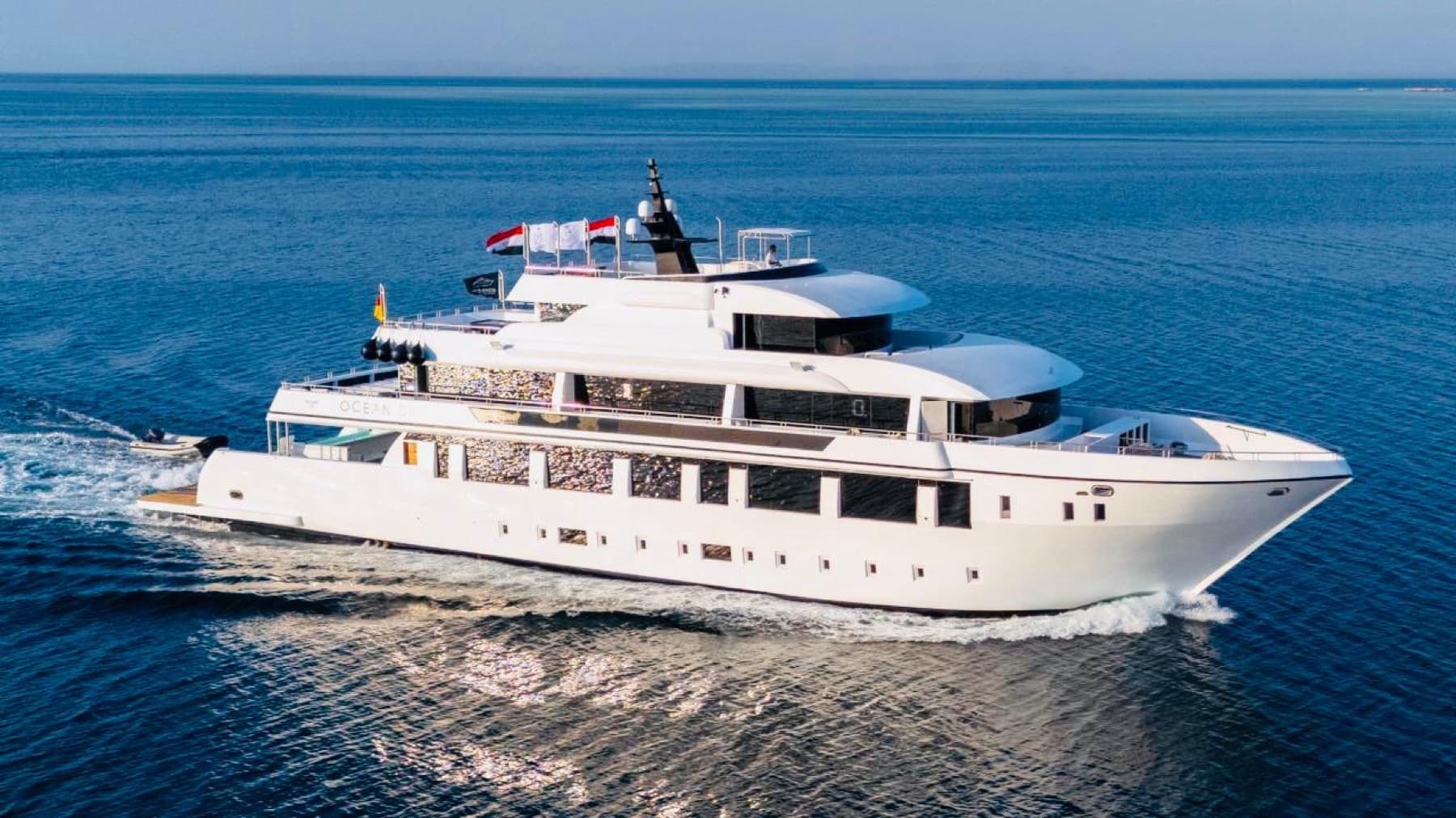 Large private yacht cruising the Red Sea near Hurghada